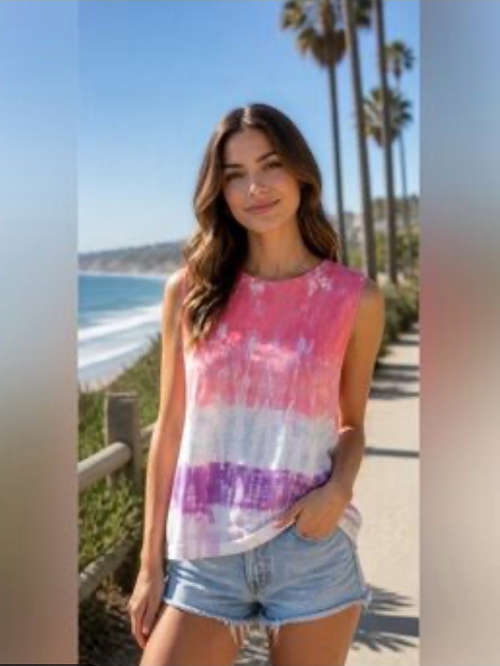 Spiritual Gangster Pink, White & Purple Tie-Dye Tank